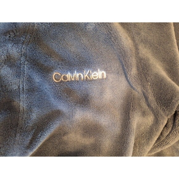 Calvin Klein Women's Plush Bathrobe XS / SMALL Blue Soft Logo Relax Pockets READ - Picture 2 of 4